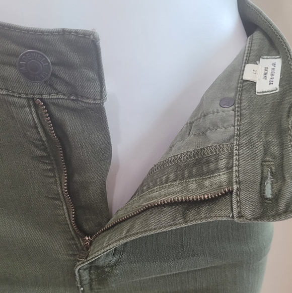 Madewell High-Rise Skinny Jeans Raw Hem Olive Moss Green Women's Size 27 - Picture 9 of 13